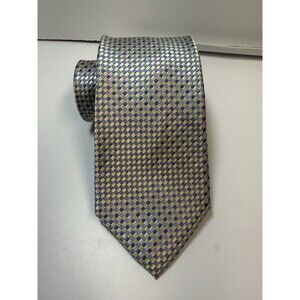 Michael Kors Blue Yellow Pastel Micro Check Silk Tie
